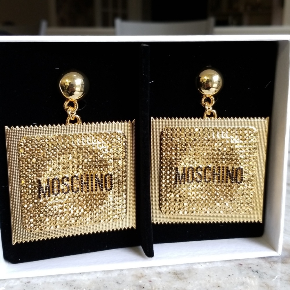 Moschino gold plated clip earrings